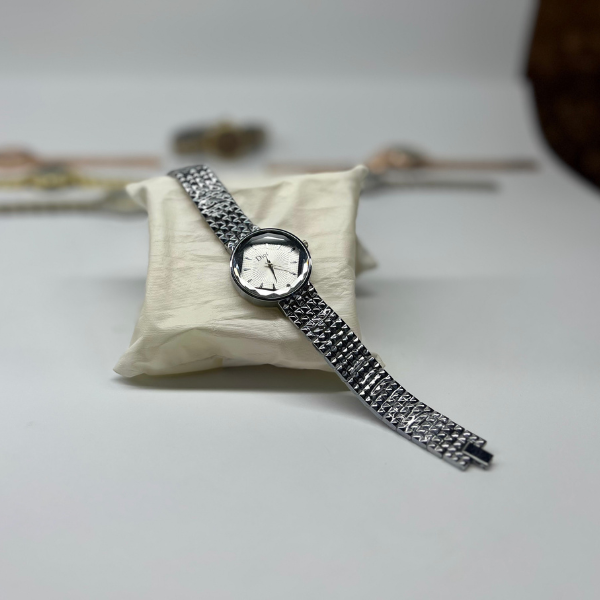 Crystal Studded Silver Dial
